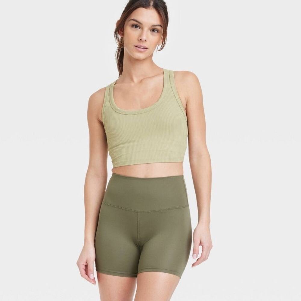 All In Motion Biker Shorts XS Green High Waist Comfort Activewear Stretch Target